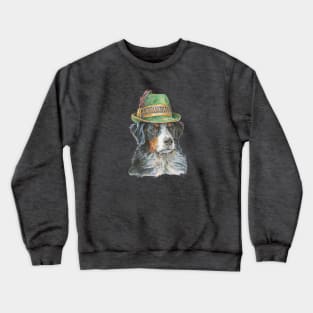 Bernese Mountain Dog in Traditional Green Alpine Hat Crewneck Sweatshirt